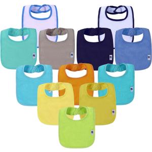 SPINFOX Waterproof Baby Bibs for Girls, Boy, Unisex Drool Bib Cotton Solid Knit Infant Feeding Bibs