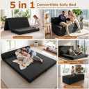 JUIKURY 5 in 1 Foldable Floor Sofa Bed, Tri-Fold Memory Foam Futon Mattress, Convertible Sleeper Couch Guest Bed, Portable Fold Out Sofa Couch for Living Room Apartment Office Guest Room, Queen