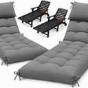 2 Pack 76 x 22 x 4.7" Waterproof Chaise Lounge Chair Cushion Outdoor Gray
