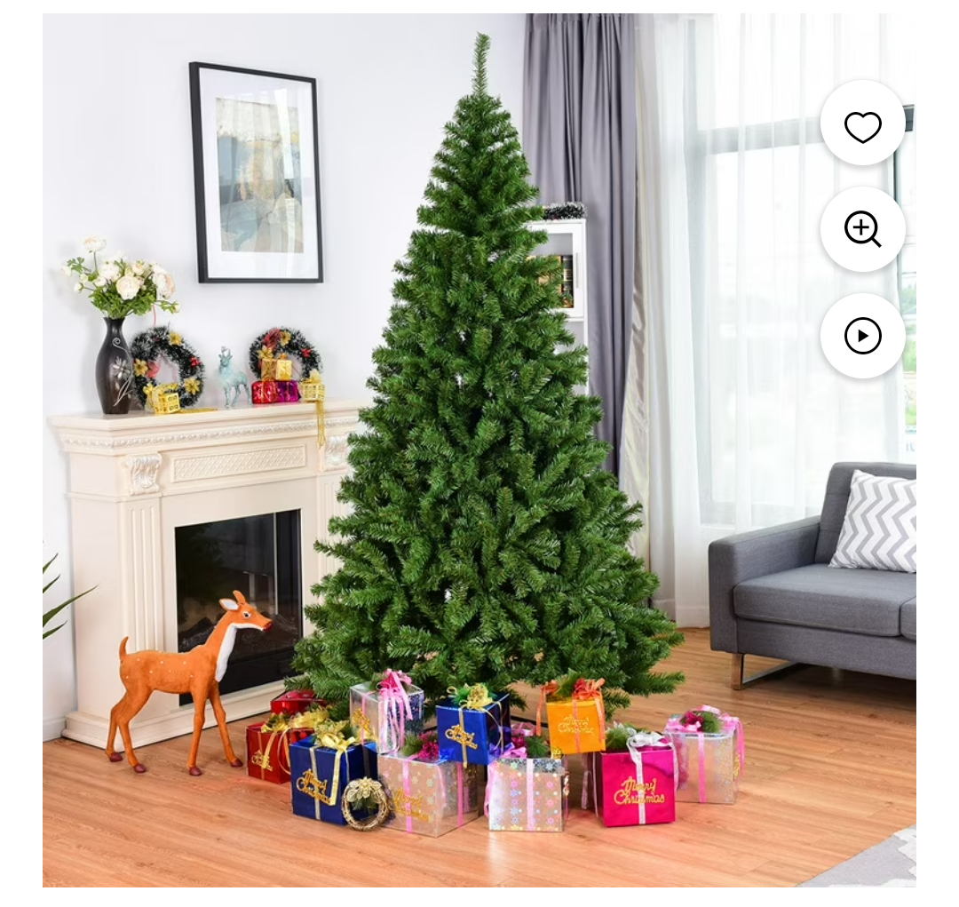 7.5FT PVC Christmas Tree 1346 Tips Hinged Solid Metal Leg