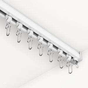 Ceiling Curtain Track System with Wall Mount, Silent Curtain Rail for Room Divider with Three Types of Hooks, 9ft - 12ft, White