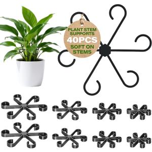 2 x 40pcs Plant Stem Support, Plant Support for Indoor Plants, Plastic Reusable Plant Support Clips, Indoor Plants Accessories