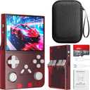 R40 Retro Handheld Game Console with Storage Case - Open Source System,3.5" IPS Screen, 18,000+ Classic Games, 128G TF Card, 3000mAh Battery, Portable Gaming Player for Travel, Red