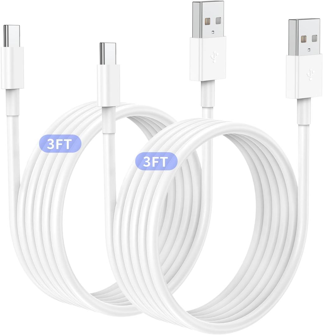 2Pack 3ft Car Carplay Cable for Apple iPhone 17 Pro Max/17 Air/16 Pro/15 Plus/15, USB A to USB C Carplay Charger Cord, iPad Pro 12.9/11,10th, Air 5th/ 4th,iPad mini 6th Gen Car Charging Cable 3 Feet (White)