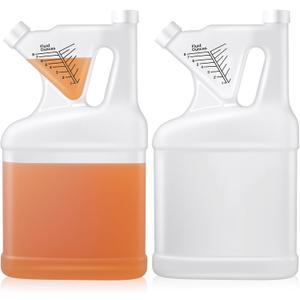 2 Pcs 128oz Tip Measure Containers Tip and Pour Measuring Containers HDPE Chemical Measuring Cups with Lids Plastic Bottle, up to 8oz Capacity