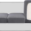 H.VERSAILTEX High Stretch Individual Seat Cushion Covers 3 Pack Thick Jacquard Textured Twill Fabric Sofa Slipcovers for 3 Couch Cushion Washable Couch Cover for Living Room Outdoor Patio,Grey
