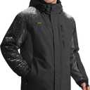 FREE SOLDIER Men's Waterproof Ski Snow Jacket Fleece Lined Warm Winter Rain Jacket with Hood Fully Taped Seams, Large