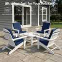 Adirondack Chair Cushions Set of 4 - Removable Covers, Water-Repellent & Fade-Resistant Faux Linen, Securing Straps, Non-Slip Bottom, Fit for Most Outdoor Adirondack & Rocking Chairs - Navy