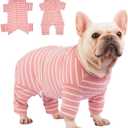 Dog Surgery Recovery Suit, Puppy Cat Onesie for Shedding Skin Disease Wound Protection, Medical Pet Surgical Suit w/Long Sleeve, Dog Pajamas (Pink, Small)