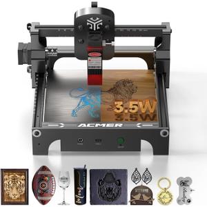 ACMER S1 Laser Engraver for Beginner Mini Laser Engraving Machine for Wood, Leather, Plastic, Laser Class4 (Black, 3500mW)