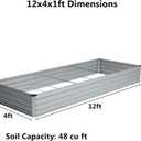 zunatu 12x4x1 ft(2 Pack) Galvanized Raised Garden Bed,Outdoor Planter Box Metal Patio Kit Planting Bed for Vegetables Flowers and Succulents,Silver