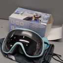 Ski Goggles Snowboard Goggles for Men Women Adults Youth,Over Glasses OTG/100% UV Protection/Anti-fog/Wide Vision (A19-teal/Silver)