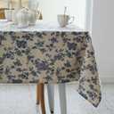 YiHomer Pastoral Rectangle Tablecloth - 60 x 102 Inch Table Cloth - Washable Table Cover with Dust-Proof Wrinkle Resistant for Restaurant, Picnic, Indoor and Outdoor Dining, Floral (Dark Blue)