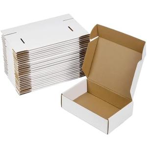 ZxeluPapr 50 Pack 12x9x4 Shipping Boxes, White Corrugated Cardboard Packaging Box for Small Business
