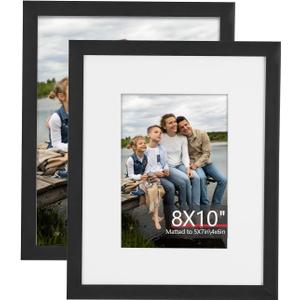 2 Pack 8 x 10 Picture Frame, Table Top Display Pictures 4 x 6 and 5 x 7 with Mat or 8x10 Without Mat Multi Picture Frames Collage, Wall Mounting Gallery Photo Frames Hanging, Black