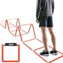 GHB Tangle-Free Agility Ladder Hurdles, 15ft 11 Rungs | 3-in-1 Speed Training Hurdles Set, Footwork Drills for Football, Soccer, Boxing
