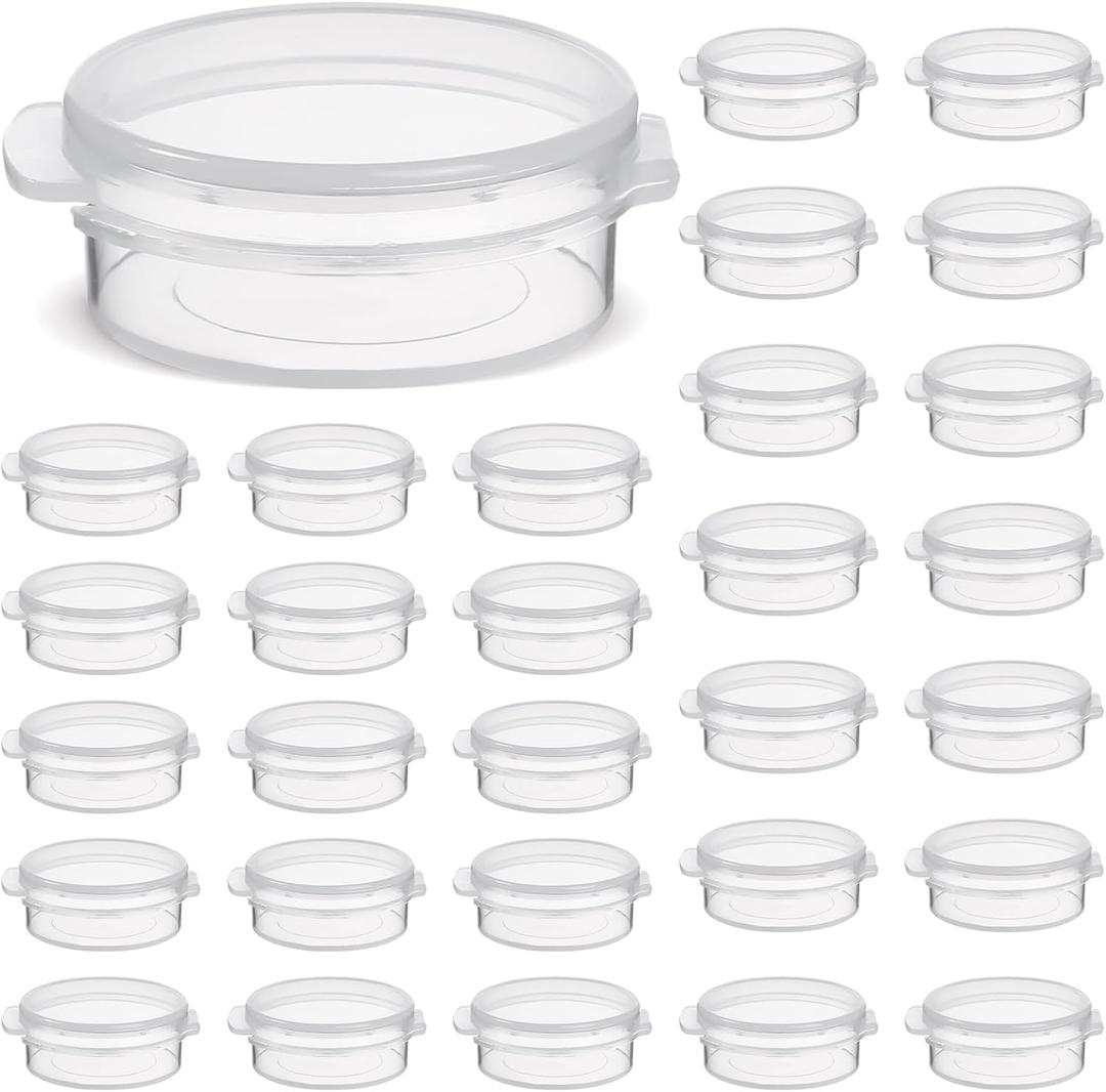 30 Pack 10g/0.34oz Clear Plastic Sample Jars with Snap Lids, Mini Travel-Size Cosmetic Containers for Cream, Skincare, Powder, Jewelry