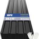 Brakki Metal Roofing Panels 10pcs 55.7 ft, Corrugated Roof Panels, Black | L45.28"xW17.72", Galvanized Steel, with Screw, Heavy Duty Metal Siding, Suitable for Garages Chicken Coop Shed Stables Patio