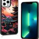 TARDAY Japanese Phone Case Japan Anime Cherry Blossom Compatible with iPhone 13 Pro Max Black