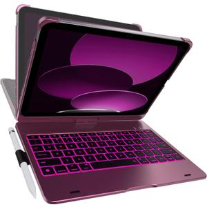 typecase Flexbook Keyboard Case for iPad 11th (A16, 2025) and iPad 10th Gen (10.9", 2022) – No Trackpad, 11-Color Backlight, 360° Rotatable, 7 Use Modes, Thin & Lightweight – Raspberry