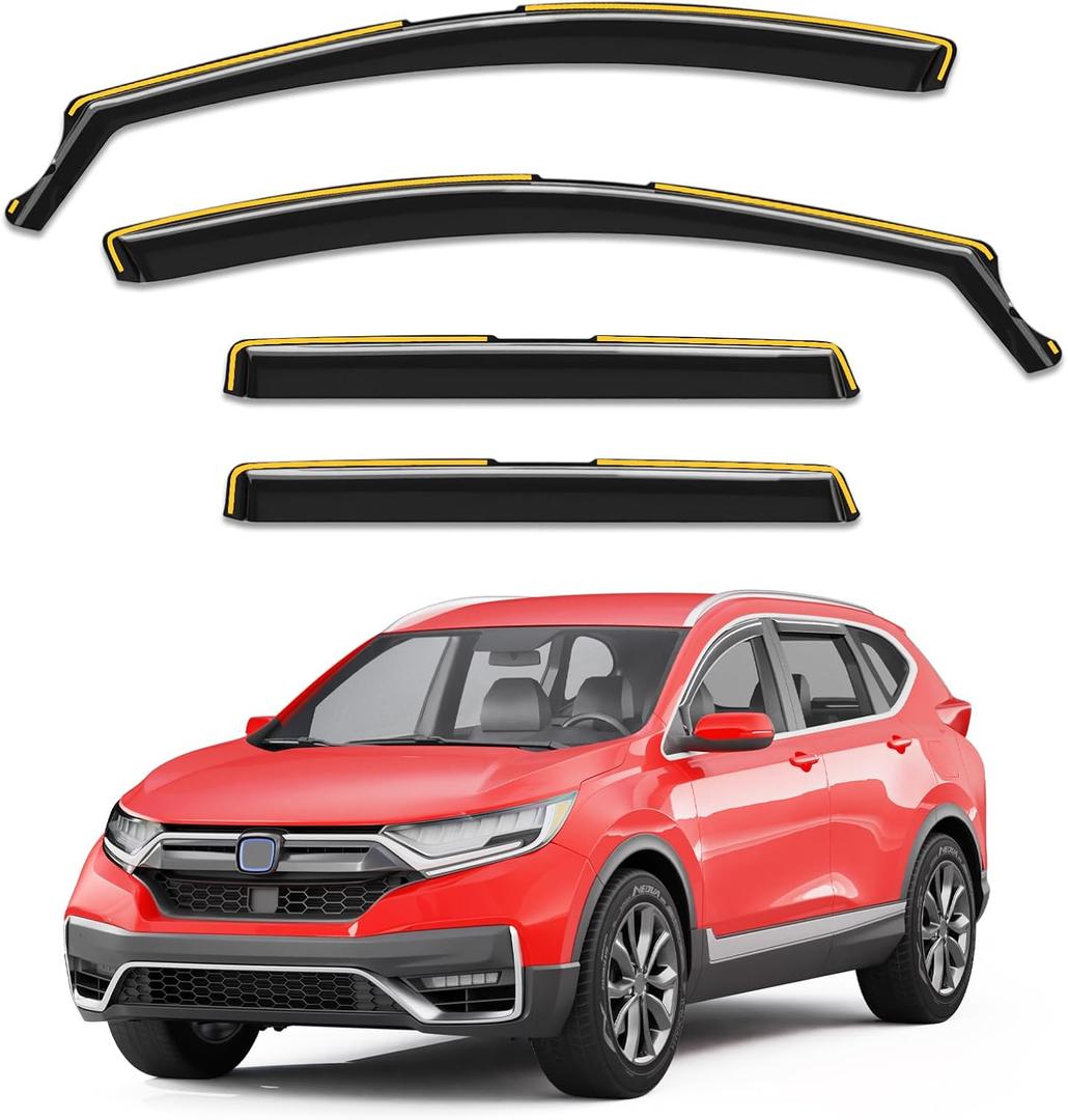 in-Channel Window Rain Guards Fit for Honda CRV (CR-V) 2017 2018 2019 2020 2021 2022, Extra Durable Window Visors Window Deflectors Vent Visors Vent Shades Car Accessories - 4 pcs
