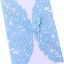 4 x Teensery 10 Pcs Wedding Invitation Cards Laser Cut Floral Butterfly Pattern Invitations Cards Kits for Engagement Wedding Party Bridal Showers(Light-Blue)