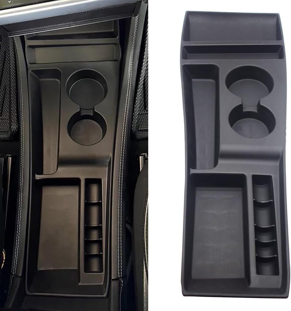 for 2012-2015 Tesla Model S Center Console Organizer Tray, Silicone Cup Holder Compartments Storage Bins fits Model S Accessories
