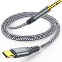 JXMOX USB C to 3.5mm Audio Aux Jack Cable (4ft), Type C to 3.5mm Headphone Car Stereo Cord Compatible with iPhone 16 Pro Max 15 Pro Max, Samsung Galaxy S24 S23 S22 S21 Note 20, Pixel 4 5 XL, iPad Pro (Grey)