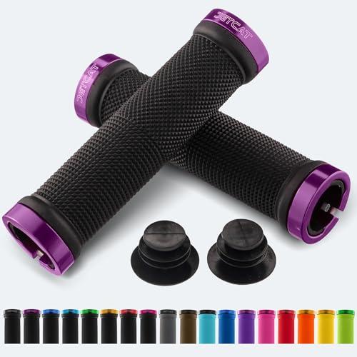 JETCAT Bike Grips, Bike Handlebar Grips, Mountain Bike Grips Handlebar, MTB Grips, Bicycle Grips BMX Grips, Bicycle Handlebar Grips Handles for Adults. Ebike, MTB, Scooter, Lock on, Black/Purple