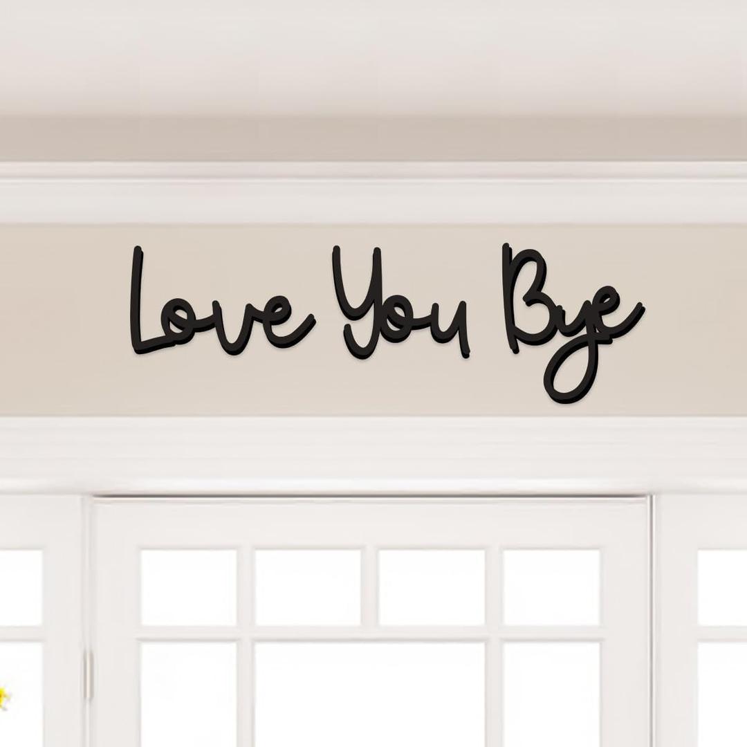 Dripykiaa Wall Decor 31.5" Love You Bye Sign Hanging Hallway Decoration Express Love and Warm for Your Family Lover Wife Husband Hallway Entryway Door Wall Art Boho Decor (Black)