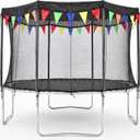2026 Upgraded Round Trampoline Shade Cover, 4Lbs Heavy Duty Cover Accessories for 8 10 12 14 15 16FT Trampoline for Sun Protection, Sun Shade with Colorful Flag and 98FT Elastic Cord, Non Tears Easily
