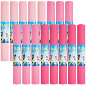 Funtery 3 mm Thin Yoga Mats Bulk, 68 x 24 Inches Lightweight PVC Exercise Mats Non Slip Workout Fitness Pads for Yoga Pilates Stretching Classes Gym Home Studio(Pink Series Color,16 Pack)
