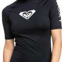 Roxy Womens Short Sleeve Rashguard  UPF 50+, Compression Fit, Surf, Hiking, Yoga, Quick-Dry (Medium, Anthracite)