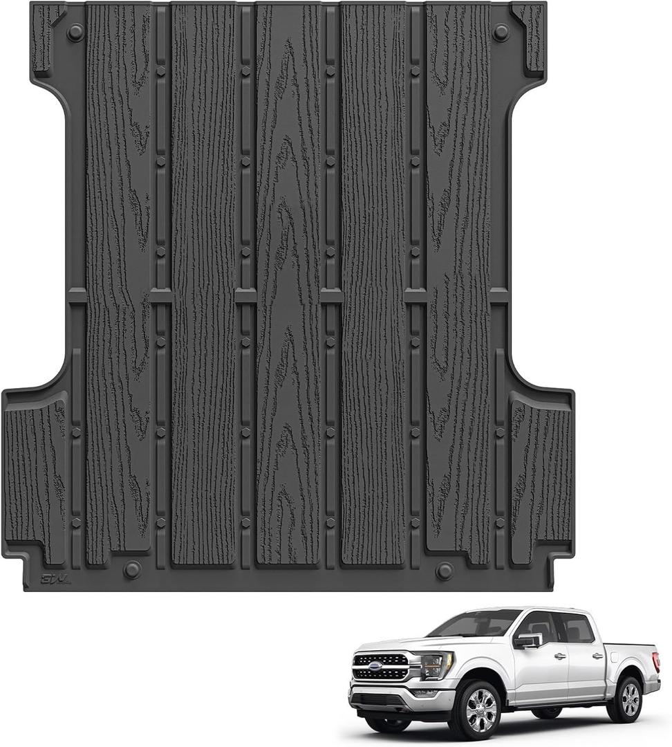 3W Bed Mat for Ford F-150 (5.5FT) 2015-2024 2025 Truck Bed (Include F150 Lightning 2024 2023 2022) All Weather Protector TPE Car Bed Liner Accessories Black