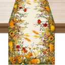 XCHI Fall Color Wild Flowers Pumpkin Table Runner Table Decoration for Kitchen Dining Dinner Autumn Home Decor 13x90 Inch
