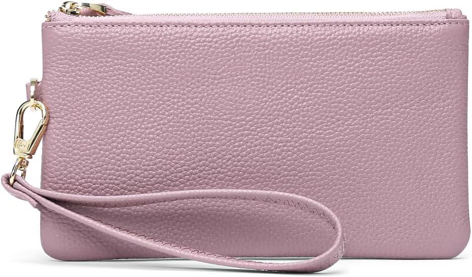 GOIACII Women's Wristlet Clutch Slim Leather Wallet RFID Blocking Handbag (1-2020-Pink-1)