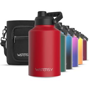 WATERSY 1 Gallon Water Bottle Insulated(Cold for 48 Hrs),BPA Free&Leak Proof,128oz Stainless Steel Water Jug,Big thermo,Large Water Bottle with Handle for Gym,Hiking,Camping&Travel,Red