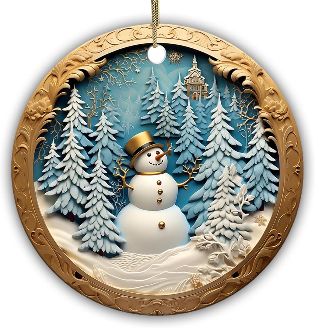 2 x 2025 Christmas Ornament – 3D Snowman Ornament, Festive Holiday Tree Decoration, Cute Winter Frosty Keepsake Gift