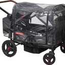 Rain Cover for Baby Stroller Wagon, Baby Travel Gear Bag, Wagon Stroller Summer Essentials, Newborn Essentials, Radio Flyer Rain Cover with Bag for Voya Stroller Wagons (4 Seats, Low Sides)