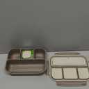 Bento Box Adult Lunch Box, Containers for Adults Men Women with 4 Compartments, Lunchable Food Container with Utensils, Sauce Jar, Muffin Liners, 40 Oz/5 Cup, Microwave & Dishwasher Safe, Brown