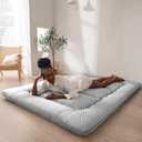 MAXYOYO Japanese Floor Mattress Futon Mattress, Thicken Sleeping Pad Foldable Roll Up Boys Girls Dormitory Kids Lounger Couch and Sofa, Grey, Full