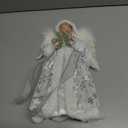 Lighted Angel Tree Topper, 14" Angel Christmas Tree Topper Lights with Snowflake, Battery Operated LED Tree Topper for Xmas Tree Top Decor Holiday New Year Home Ornament (White)