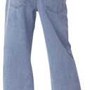 NIMIN Womens Mid Waist Boyfriend Jeans Summer Casual Lounge Loose Straight Wide Leg Y2K Pants with Pockets (Blue, S)