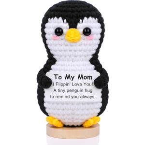 JoycuFF Easter Basket Stuffers Gifts for Mom, Handmade Crochet Mini Penguin Gifts for Mom, Birthday Gift for Mama Mother, Funny