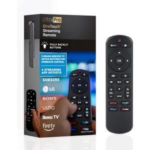 UltraPro OneTouch Universal Remote Control for Samsung TV, LG Universal Remote Control for Smart TV, Roku Remote Replacement, Vizio, Sony, Backlit, Black, 83758
