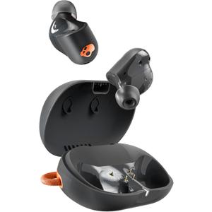 Skullcandy Sesh ANC Active Wireless Earbuds, Bluetooth Headphones, Noise Cancelling, Up to 48 Hours Battery, Stabilizing Fit Grip, Sweat and Waterproof, Microphone for iPhone Android - Black/Orange