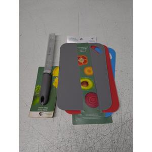 Culinary Fresh Cutting Board Set 3 Piece Kit 11.4" x 7.5" Assorted Colors And Culinary Elements Grater Zester Gray
