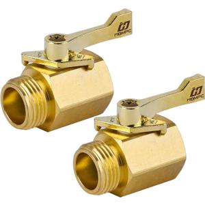 HQMPC Super Heavy Duty 3/4" Brass Shut Off Valve Garden Hose Shut Off Valve Garden Hose Connector 2 PCS