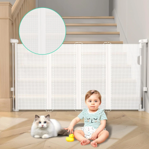GROWNSY Retractable Baby Gates with Cat Door 33"x55"