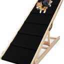 Nidouillet Dog Ramp for Bed, 47.2" Long Wooden Foldable Dog Ramp, 6 Adjustable Heights from 15.7" to 27.6" with Anti-Slip Rubber Mat, Portable Pet Ramp for Car, Bed, Couch, Max 200lbs (L: 47.2inch with Base & Rubber Mat)